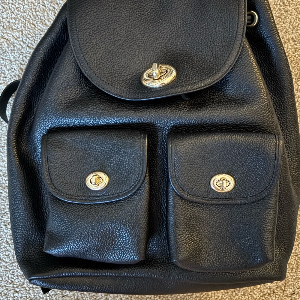 Chic Black Backpack with Gold Details